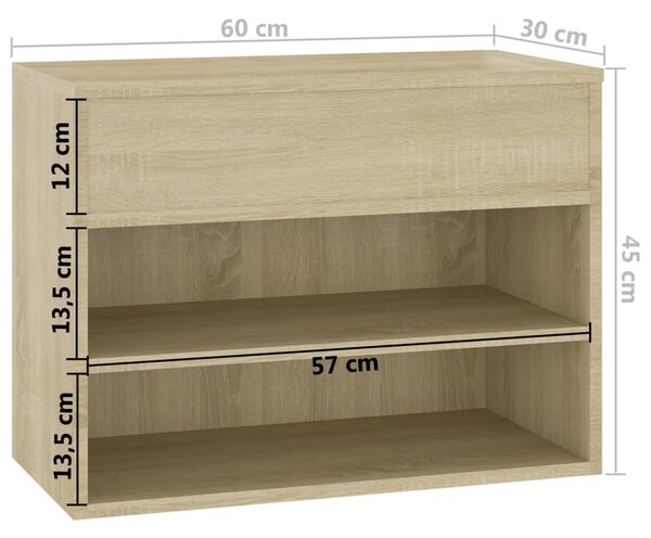 VidaXL Παπουτσοθήκη Sonoma Δρυς 60 x 30 x 45 εκ. από Επεξ. Ξύλο