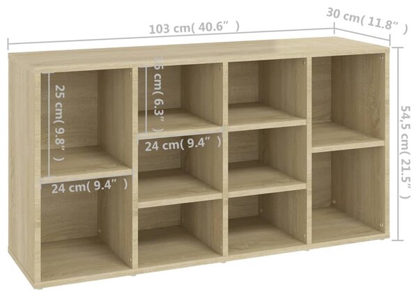 VidaXL Παπουτσοθήκη Sonoma Δρυς 103 x 30 x 54,5 εκ. από Επεξ. Ξύλο