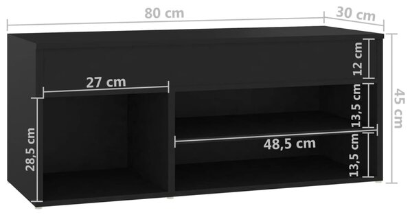 VidaXL Παπουτσοθήκη Μαύρη 80 x 30 x 45 εκ. από Επεξ. Ξύλο