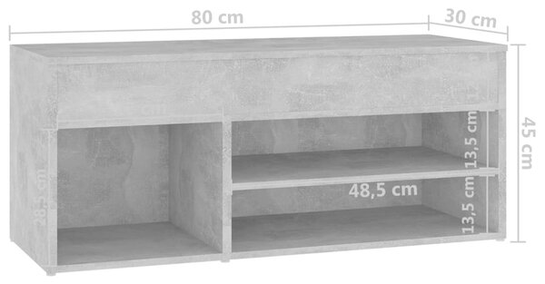 VidaXL Παπουτσοθήκη Γκρι Σκυροδέματος 80 x 30 x 45 εκ. από Επεξ. Ξύλο