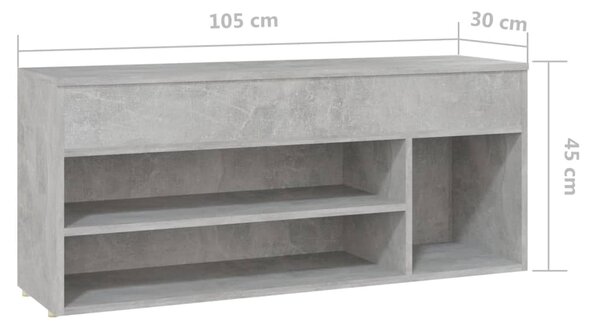 VidaXL Παπουτσοθήκη Γκρι Σκυρ. 105 x 30 x 45 εκ. από Επεξ. Ξύλο