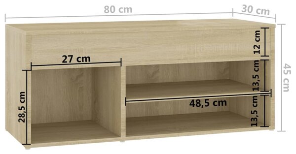 VidaXL Παπουτσοθήκη Sonoma Δρυς 80 x 30 x 45 εκ. από Επεξ. Ξύλο