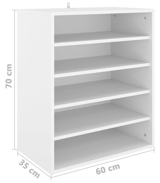 VidaXL Παπουτσοθήκη Λευκή 60 x 35 x 70 εκ. από Επεξ. Ξύλο