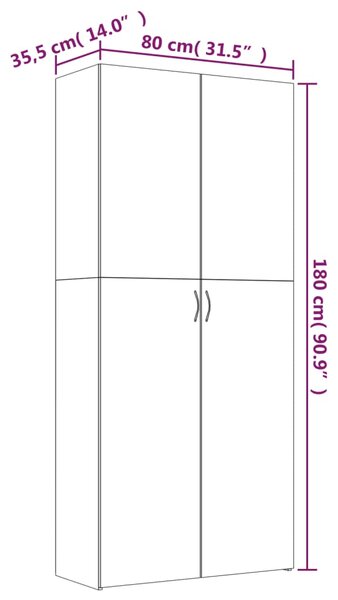 VidaXL Παπουτσοθήκη Γκρι Sonoma 80x35,5x180 εκ. από Επεξεργασμένο Ξύλο