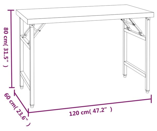 VidaXL Πάγκος Εργασίας Κουζίνας με Ράφι 120x60x145 εκ. Ανοξείδ. Ατσάλι