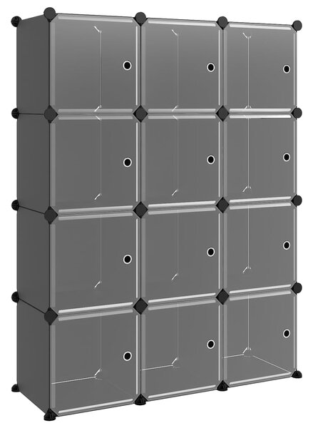 VidaXL Κύβοι Αποθ. & Οργάνωσης με Πόρτες 12 τεμ. Μαύροι Πολυπρ/λένιο