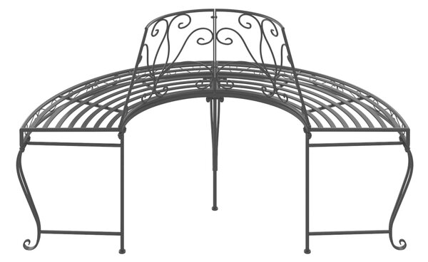 VidaXL Παγκάκια Δέντρου Ημικυκλικά 2 τεμ. Μαύρο Ø160 εκ. Ατσάλινο