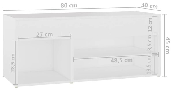 VidaXL Παπουτσοθήκη Λευκή 80 x 30 x 45 εκ. από Επεξ. Ξύλο