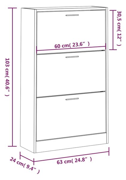 VidaXL Παπουτσοθήκη Καφέ Δρυς 63x24x103 εκ. από Επεξεργασμένο Ξύλο