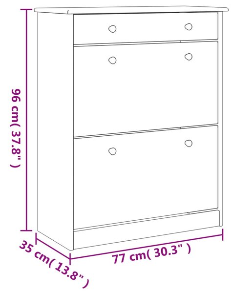 VidaXL Παπουτσοθήκη ALTA 77 x 35 x 96 εκ. από Μασίφ Ξύλο Πεύκου