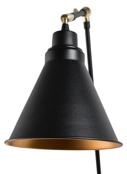 Opviq Φωτιστικό τοίχου Berceste 7956, μαύρο/χρυσό, ύψος 56 cm, ρυθμιζόμενος, Μαύρο, Σαλόνι / τραπεζαρία, Μέταλλο