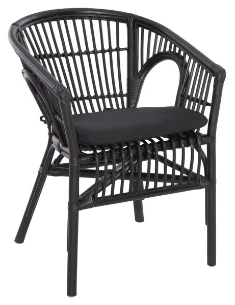 ΠΟΛΥΘΡΟΝΑ DAMPAR HM9929.03 RATTAN & ΜΑΞΙΛΑΡΙ ΣΕ ΜΑΥΡΟ 58x63x79Υεκ