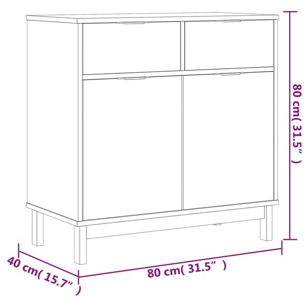 VidaXL Ντουλάπι FLAM 80 x 40 x 80 εκ. από Μασίφ Ξύλο Πεύκου