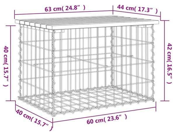 VidaXL Παγκάκι Κήπου Συρματοκιβώτιο 63x44x42 εκ. Εμποτ. Ξύλο Πεύκου