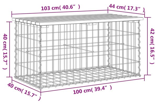 VidaXL Παγκάκι Κήπου Συρματοκιβώτιο 103x44x42 εκ. Εμποτ. Ξύλο Πεύκου