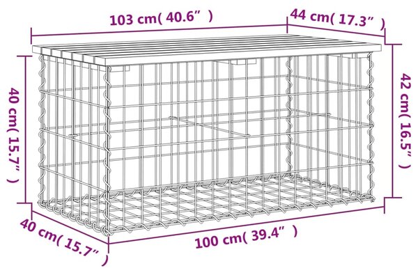 VidaXL Παγκάκι Κήπου Συρματοκιβώτιο 103x44x42 εκ. Μασίφ Ξύλο Πεύκου