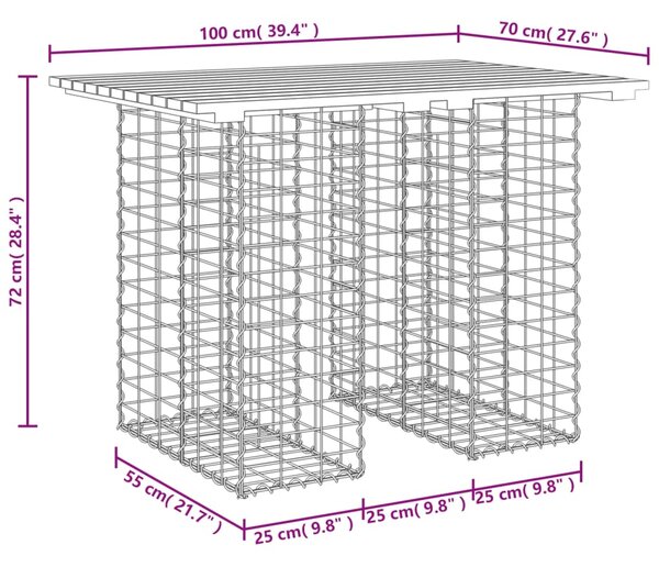 VidaXL Παγκάκι Κήπου Συρματοκιβώτιο 100x70x72εκ. από Μασίφ Ξύλο Πεύκου