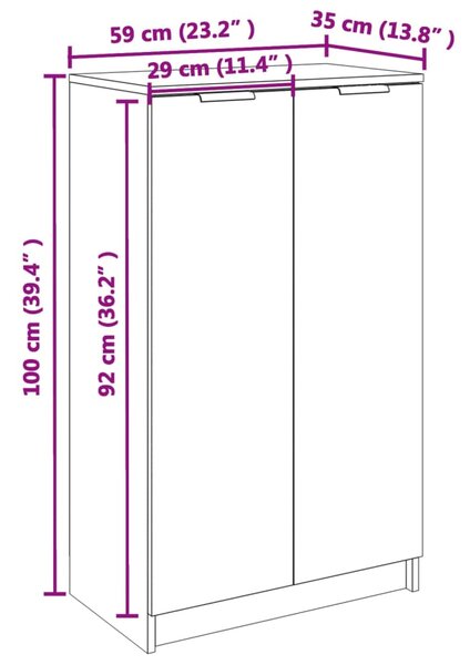 VidaXL Παπουτσοθήκη Μαύρη 59 x 35 x 100 εκ. από Επεξεργασμένο Ξύλο