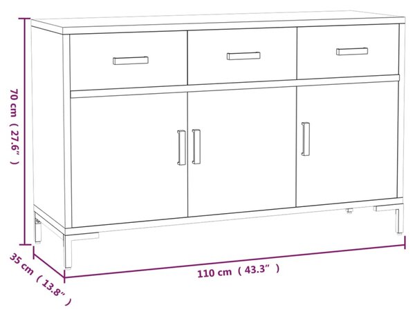 VidaXL Ντουλάπι Καφέ 110 x 35 x 70 εκ. από Μασίφ Ξύλο Πεύκου