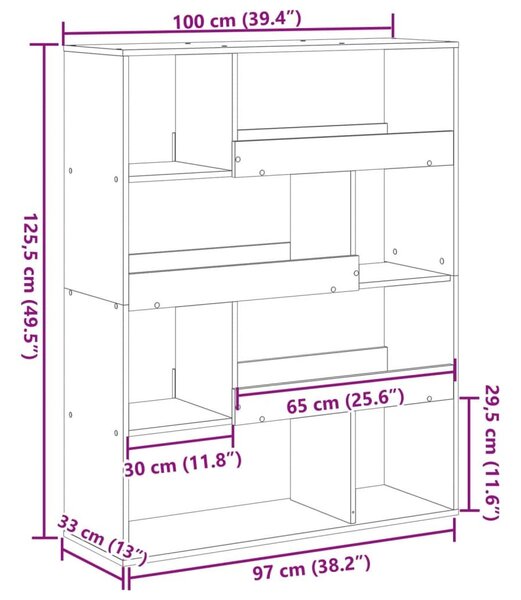 Βιβλιοθήκη Όψη Παλαιού Ξύλου 100x33x125,5εκ. Επεξεργασμένο Ξύλο - Καφέ