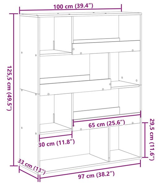 Βιβλιοθήκη Καπνιστή Δρυς 100x33x125,5εκ. από Επεξεργασμένο Ξύλο - Καφέ