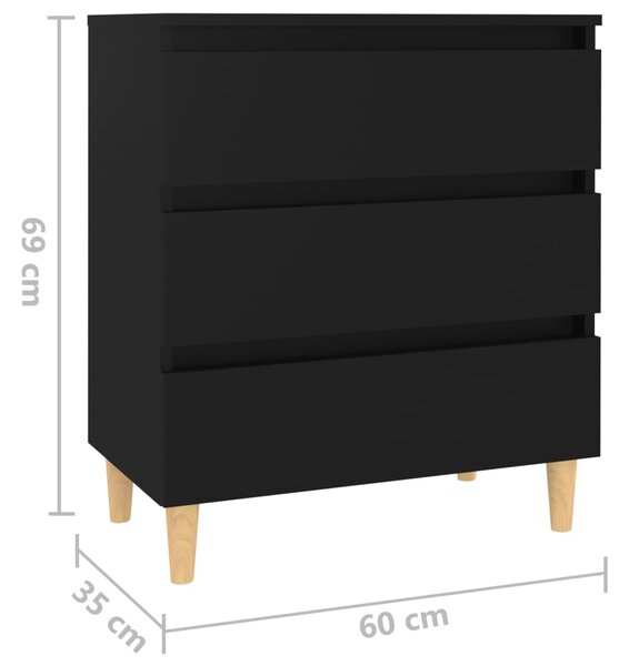 VidaXL Συρταριέρα Μαύρη 60 x 35 x 69 εκ. από Μοριοσανίδα