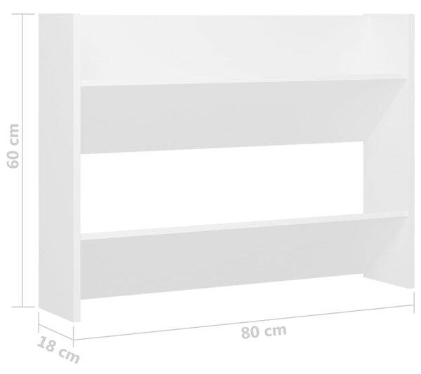 VidaXL Παπουτσοθήκη Τοίχου Λευκή 80 x 18 x 60 εκ. από Επεξ. Ξύλο