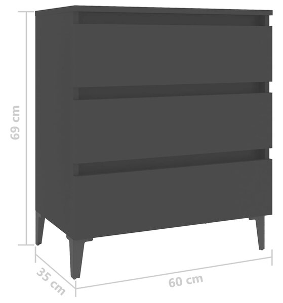 VidaXL Συρταριέρα Μαύρη 60 x 35 x 69 εκ. από Μοριοσανίδα