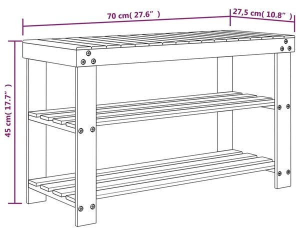 VidaXL Παπουτσοθήκη 3 Επιπέδων 70 x 27,5 x 45 εκ. από Μπαμπού