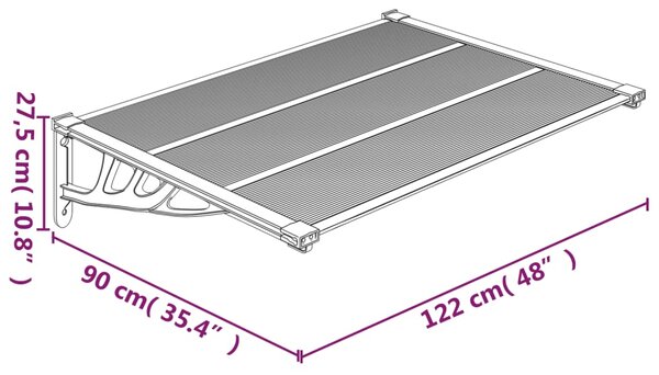 VidaXL Στέγαστρο Πόρτας Γκρι & Διαφανές 122x90 εκ από Πολυκαρβονικό