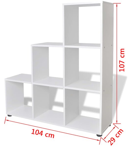 242552 vidaXL Staircase Bookcase/Display Shelf 107 cm White