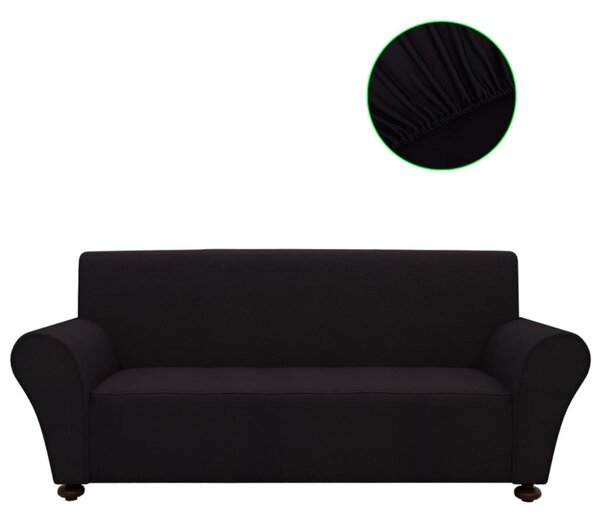 131081 vidaXL Stretch Couch Slipcover Black Polyester Jersey