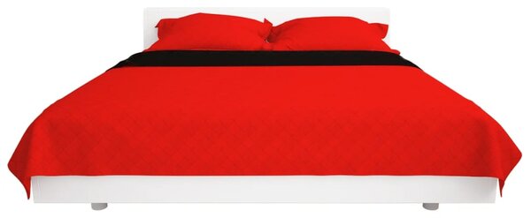 131554 vidaXL Double-sided Quilted Bedspread Red and Black 230x260 cm