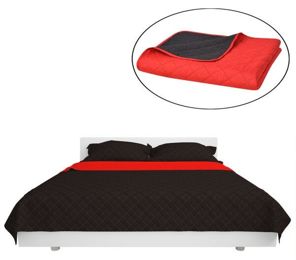 131554 vidaXL Double-sided Quilted Bedspread Red and Black 230x260 cm