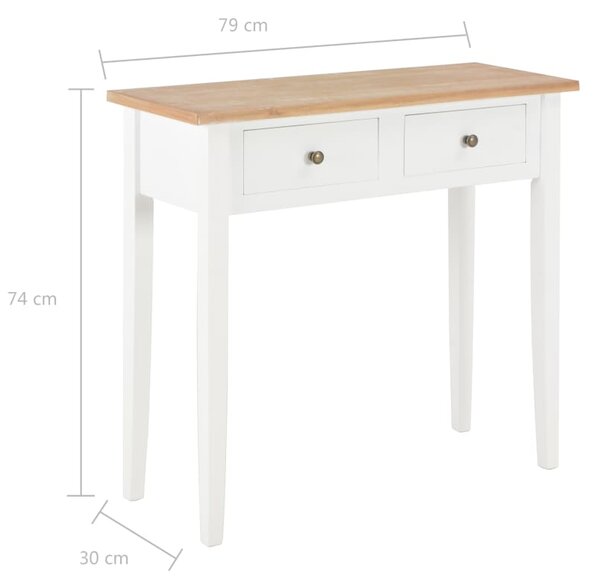 280053 vidaXL Dressing Console Table White 79x30x74 cm Wood