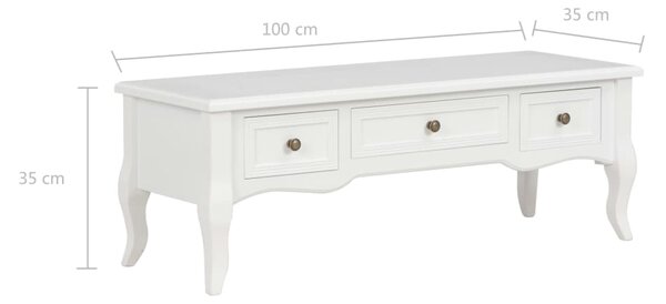 280048 vidaXL TV Cabinet White 100x35x35 cm Wood