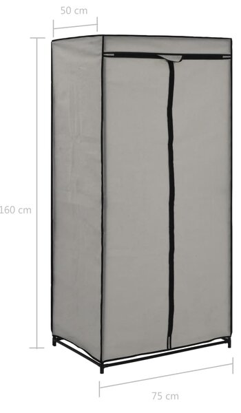 282440 vidaXL Wardrobe Grey 75x50x160 cm