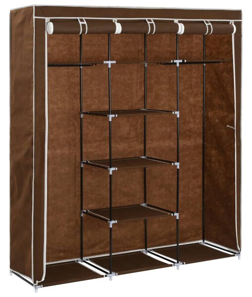 282454 vidaXL Wardrobe with Compartments and Rods Brown 150x45x175 cm Fabric