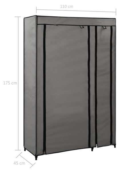 282425 vidaXL Folding Wardrobes 2 pcs Grey 110x45x175 cm Fabric