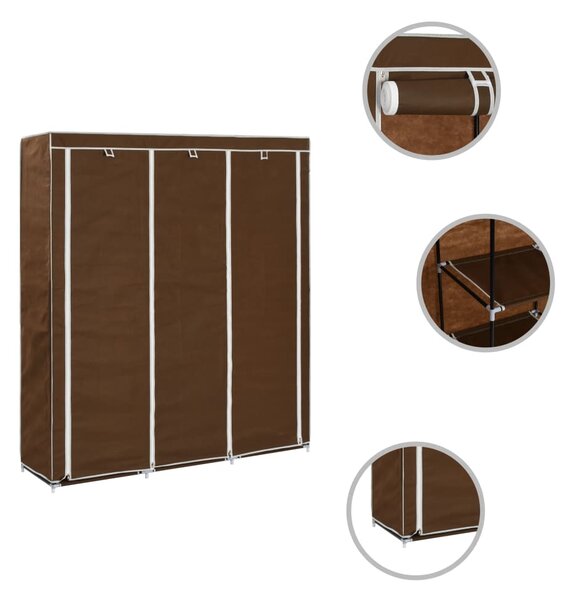 282454 vidaXL Wardrobe with Compartments and Rods Brown 150x45x175 cm Fabric