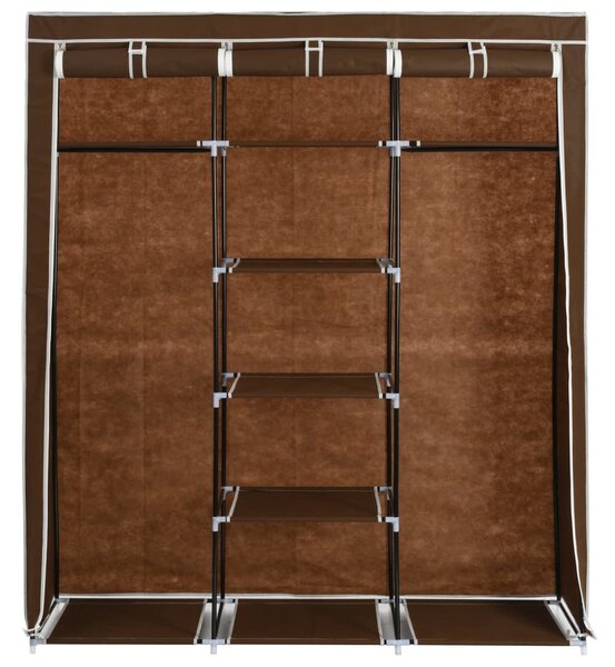 282454 vidaXL Wardrobe with Compartments and Rods Brown 150x45x175 cm Fabric