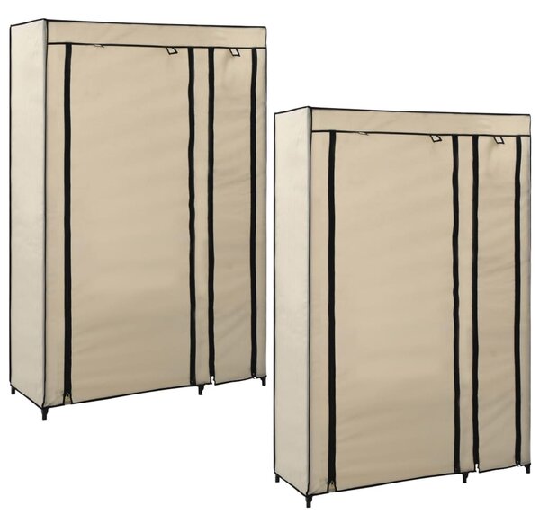 282424 vidaXL Folding Wardrobes 2 pcs Cream 110x45x175 cm Fabric