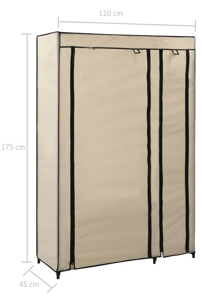 282424 vidaXL Folding Wardrobes 2 pcs Cream 110x45x175 cm Fabric