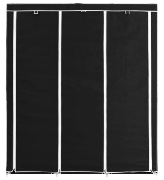 282453 vidaXL Wardrobe with Compartments and Rods Black 150x45x175 cm Fabric