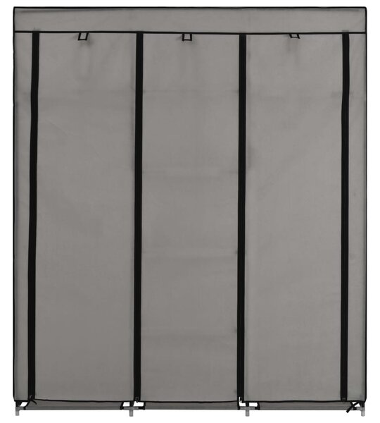 282456 vidaXL Wardrobe with Compartments and Rods Grey 150x45x175 cm Fabric