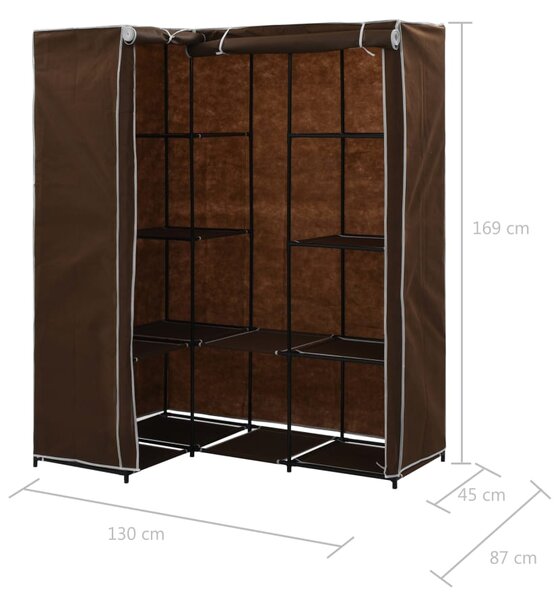 282450 vidaXL Corner Wardrobe Brown 130x87x169 cm