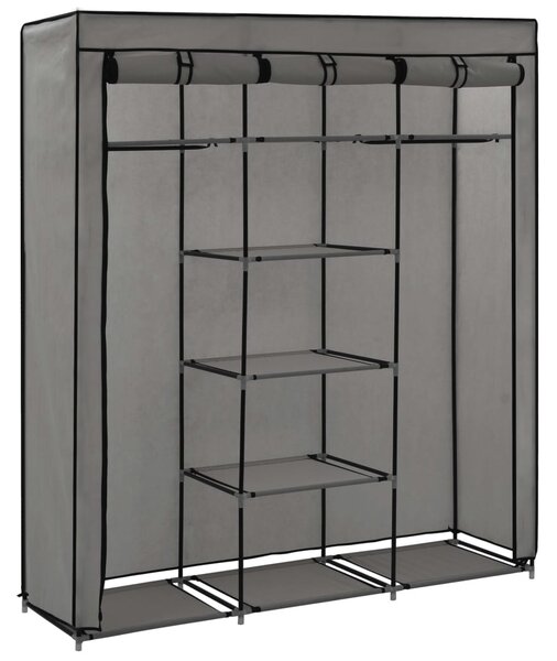 282456 vidaXL Wardrobe with Compartments and Rods Grey 150x45x175 cm Fabric