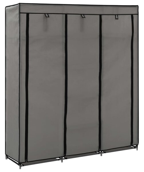 282456 vidaXL Wardrobe with Compartments and Rods Grey 150x45x175 cm Fabric