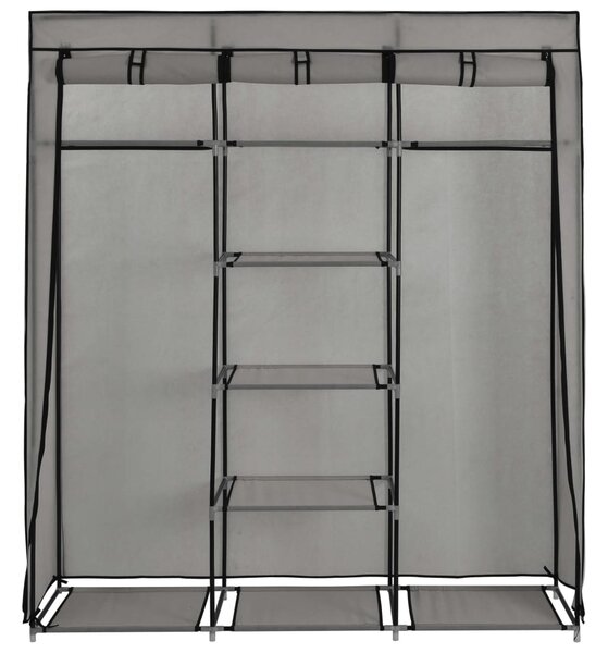 282456 vidaXL Wardrobe with Compartments and Rods Grey 150x45x175 cm Fabric