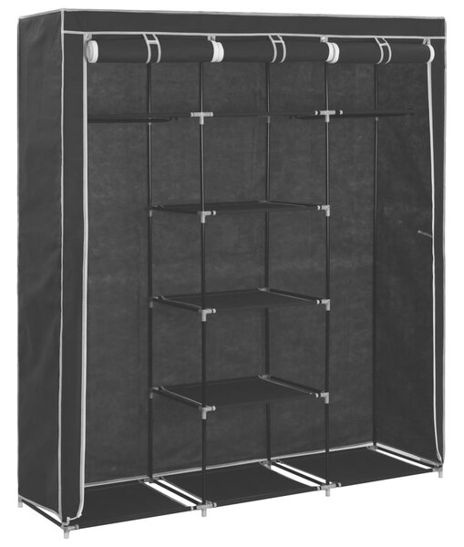 282453 vidaXL Wardrobe with Compartments and Rods Black 150x45x175 cm Fabric